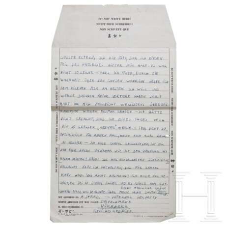 Albert Speer - zwei Briefe an seine Frau und seine Eltern, POW, Nürnberg, 1946 - Foto 1