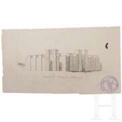 Albert Speer - Handskizze des Nabû-Tempels Babylon, nach Robert Koldewey, Allied Prison Spandau