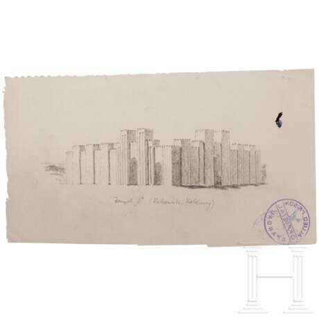 Albert Speer - Handskizze des Nabû-Tempels Babylon, nach Robert Koldewey, Allied Prison Spandau - фото 1