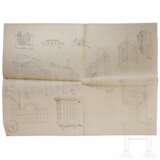 Albert Speer - Handskizze mit neun verschiedenen architektonischen Zeichnungen, Allied Prison Spandau - Foto 1