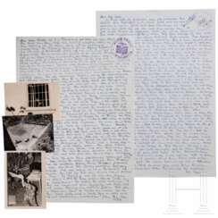 Albert Speer - zwei handgeschriebene Briefe an seine Frau und seinen Sohn 1959 sowie drei private Fotos, Allied Prison Spandau