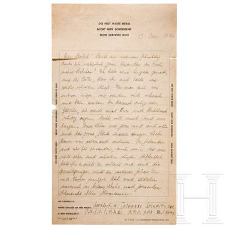 Hermann Göring - eigenhändiger Brief an Emmy vom 12. Januar 1946 - Foto 1
