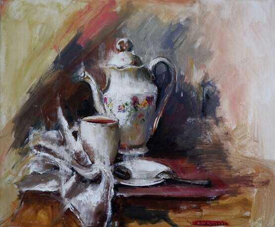 Cup of Tea Canvas on the subframe Oil on canvas Классический натюрморт Slovakia 2022 - photo 1