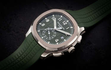 PATEK PHILIPPE, AQUANAUT REF. 5968G-0101, A GOLD AUTOMATIC FLYBACK CHRONOGRAPH WRISTWATCH