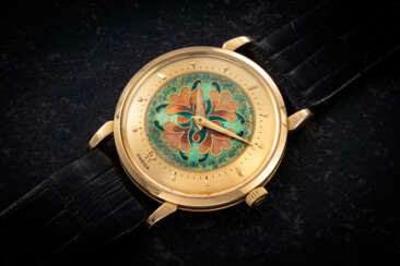 OMEGA, REF. OT 2398, A FINE GOLD AUTOMATIC WRISTWATCH WITH CLOISONNÉ ENAMEL DIAL