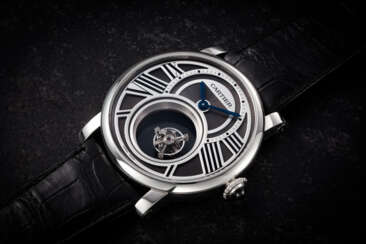 CARTIER, ROTONDE DE CARTIER REF. W1556210, A FINE AND RARE PLATINUM MYSTERY DOUBLE TOURBILLION WRISTWATCH