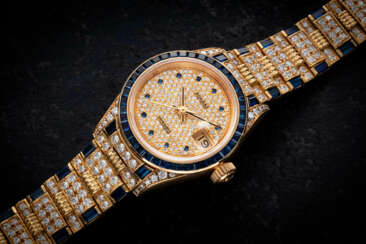 ROLEX, DATEJUST REF.69028, AN ATTRACTIVE GOLD, DIAMOND AND SAPPHIRE-SET AUTOMATIC WRISTWATCH