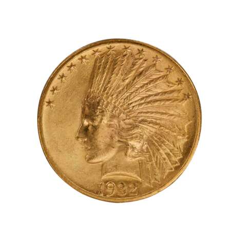 USA - 10 Dollars 1932, Indian Head type, GOLD, - фото 2