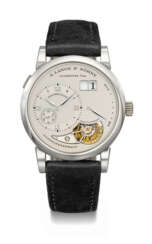 A.LANGE &amp; S&#214;HNE. A VERY RARE AND ELEGANT PLATINUM LIMITED EDITION TOURBILLON WRISTWATCH WITH DATE AND POWER RESERVE