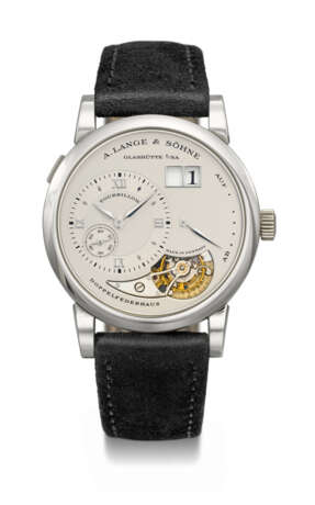 A.LANGE & S&#214;HNE. A VERY RARE AND ELEGANT PLATINUM LIMITED EDITION TOURBILLON WRISTWATCH WITH DATE AND POWER RESERVE - фото 1