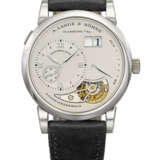 A.LANGE & S&#214;HNE. A VERY RARE AND ELEGANT PLATINUM LIMITED EDITION TOURBILLON WRISTWATCH WITH DATE AND POWER RESERVE - photo 1