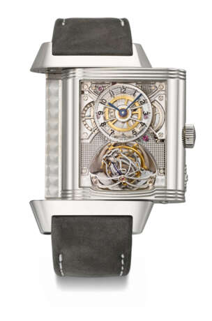 JAEGER-LECOULTRE. A VERY RARE AND IMPRESSIVE PLATINUM LIMITED EDITION SEMI-SKELETONIZED SPHERICAL TOURBILLON WRISTWATCH WITH 24 HOUR DISPLAY AND POWER RESERVE - Foto 1