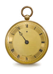 BREGUET. A VERY FINE AND EXTREMELY RARE LARGE 18K GOLD RUBY CYLINDER WATCH WITH GOLD DIAL
