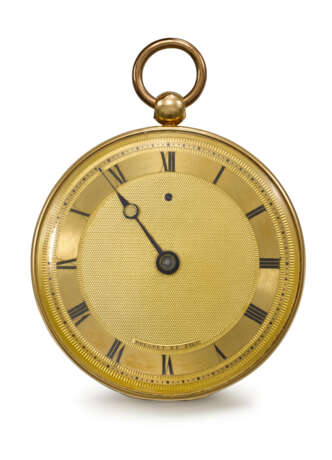 BREGUET. A VERY FINE AND EXTREMELY RARE LARGE 18K GOLD RUBY CYLINDER WATCH WITH GOLD DIAL - фото 1