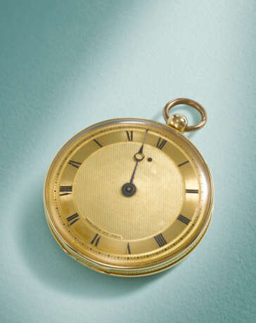 BREGUET. A VERY FINE AND EXTREMELY RARE LARGE 18K GOLD RUBY CYLINDER WATCH WITH GOLD DIAL - photo 2