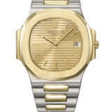 PATEK PHILIPPE. A VERY RARE AND ELEGANT 18K GOLD AND STAINLESS STEEL AUTOMATIC WRISTWATCH WITH DATE AND BRACELET - Foto 1