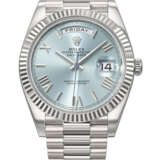 ROLEX. A RARE AND HEAVY PLATINUM AND AUTOMATIC WRISTWATCH WITH SWEEP CENTRE SECONDS, DAY, DATE AND BRACELET - фото 1