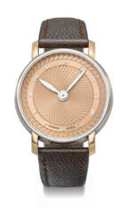 ANDERSEN GENEVE. A VERY RARE AND AVANT-GARDE 18K WHITE GOLD AND PINK GOLD AUTOMATIC &#39;MONTRE A TACT&#39; WRISTWATCH WITH DATE