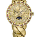 OMEGA. A POSSIBLY UNIQUE AND ATTRACTIVE 18K GOLD, DIAMOND AND RUBY-SET AUTOMATIC PERPETUAL CALENDAR WRISTWATCH WITH MOON PHASES AND BRACELET - Foto 1