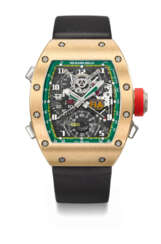RICHARD MILLE. A UNIQUE 18K PINK GOLD SPLIT SECONDS CHRONOGRAPH WRISTWATCH WITH POWER RESERVE AND TORQUE INDICATORS, MADE FOR THE FIA