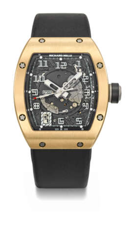 RICHARD MILLE. A RARE 18K PINK GOLD AUTOMATIC SKELETONIZED WRISTWATCH WITH SWEEP CENTRE SECONDS AND DATE - photo 1