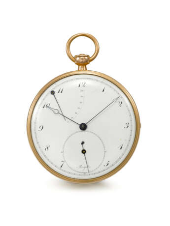 BREGUET, NO. 47 6/87 `MONTRE PERP&#201;TUELLE &#192; R&#201;P&#201;TITION, &#201;CHAPPEMENT LIBRE &#192; ANCRE`. AN EXCEPTIONAL AND HISTORICALLY IMPORTANT, LARGE 18K GOLD SELF-WINDING MINUTE REPEATING ON GONG, HOURS AND QUARTERS &#192; TOC POCKET - photo 1