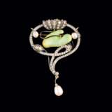 Art Nouveau Diamant-Perl-Brosche 'Nymphéas'. - фото 1