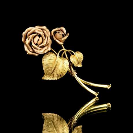 Robert Sambeth. Zweifarbige Vintage Gold-Brosche 'Rosen'. - фото 1
