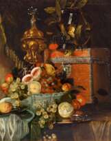 Pieter de Ring (Leiden um 1615 - Leiden 1660), Umkreis. Prunkstilleben mit Wanli-Schale und Akeleipokal.
