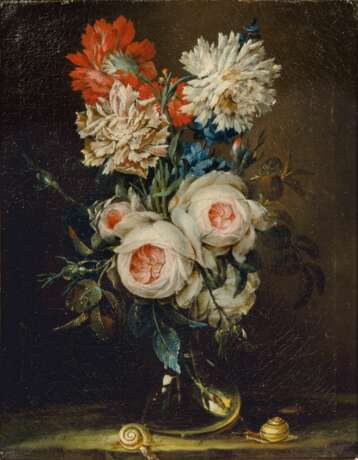 Ignaz Stern (Passau 1679 - Rom 1748). Paar Gegenstücke: Blumensträuße in Glasvasen. - Foto 2