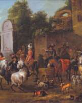 Barend Gael (Haarlem 1630 - Haarlem 1698), zugeschrieben. Rastende Jagdgesellschaft.