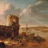 Herman Saftleven (Rotterdam 1609 - Utrecht 1685), Umkreis. Kleiner Hafen bei einer Festung. - Foto 1