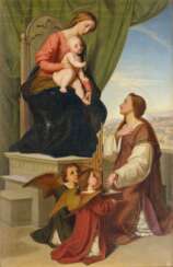 Friedrich Geselschap (Wesel 1835 - Rom 1898). Maria mit dem Kind und der Heiligen Cäcilia.