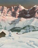 Alois Arnegger (Wien 1879 - Wien 1967). Abendrot am Wilden Kaiser.