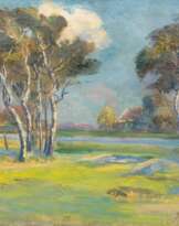 Helene Cramer (Hamburg 1844 - Hamburg 1916). Landschaft mit Baumgruppen.