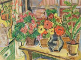 Carl Emil Uphoff (Witten/Ruhr 1885 - Worpswede 1971). Blumenfenster.