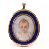 ROSENBERG, Ethel Jenner: Miniatur-Porträt eines Kleinkindes im Goldrahmen. - photo 1