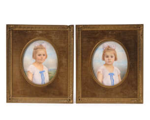 FUCHS, M.: Pendants Porträt-Miniaturen von Zwillingskindern. 