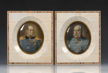 2 Miniaturen: Kaiser Wilhelm I. und Franz Joseph.