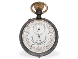 Taschenuhr: rarer doppelseitiger Militär-Chronograph mit Entfernungsmesser und Kompass, Paris um 1915