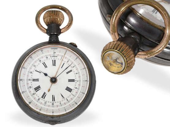 Taschenuhr: rarer doppelseitiger Militär-Chronograph mit Entfernungsmesser und Kompass, Paris um 1915 - photo 2