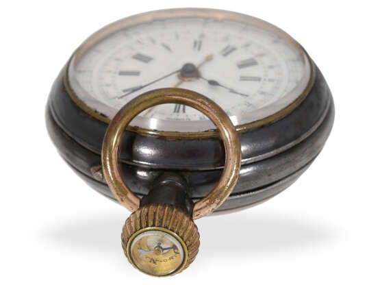 Taschenuhr: rarer doppelseitiger Militär-Chronograph mit Entfernungsmesser und Kompass, Paris um 1915 - photo 3