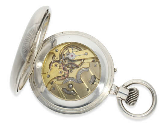 Taschenuhr: außergewöhnlich große russische Kalender-Uhr, Ankerchronometer in schwerem Silbergehäuse, Bernhard Friedrich Altschwager (1862–1931), St. Petersburg - photo 3