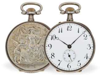 Taschenuhr: ausgesprochen schöne Jugendstil- Reliefuhr feinster Qualität, Ankerchronometer Louis Bottée