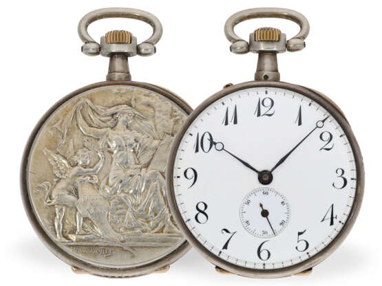 Taschenuhr: ausgesprochen schöne Jugendstil- Reliefuhr feinster Qualität, Ankerchronometer Louis Bottée - фото 1
