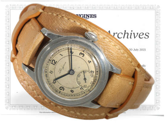 Armbanduhr: sehr seltene frühe Longines Herrenuhr "Tre Tacche" Ref..3777 von 1939 - photo 1