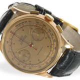 Armbanduhr: hervorragend erhaltener 18K rotgoldener 38mm-Chronograph, um 1950, Marke Britix - Foto 1