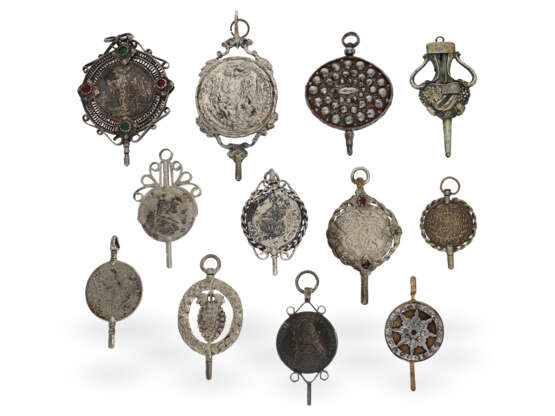 Uhrenschlüssel: umfangreiche Sammlung früher Taschenuhrenschlüssel, ca. 1750-1850 - photo 3