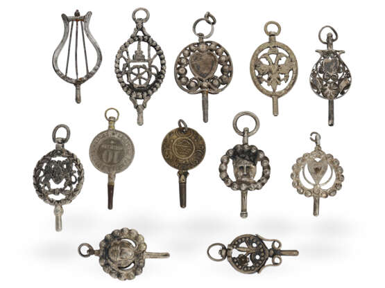 Uhrenschlüssel: umfangreiche Sammlung früher Taschenuhrenschlüssel, ca. 1750-1850 - Foto 4