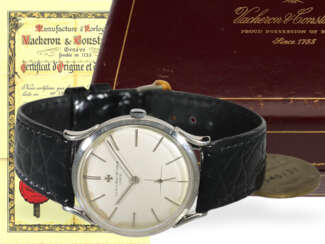 Armbanduhr: flache, seltene Vacheron & Constantin "Calatrava" in Weißgold, Ref.6183, Box und Originalpapiere